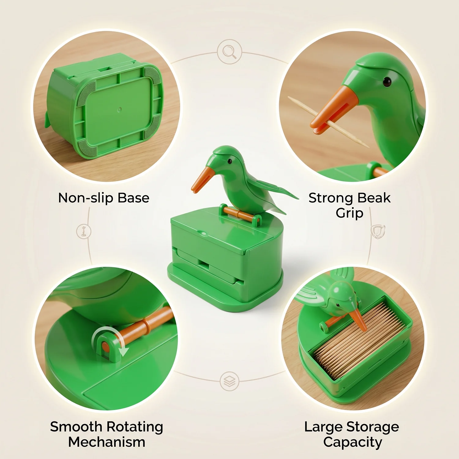 Creative Bird Shape Toothpick Dispenser Holder (1 Pc) - Image 8