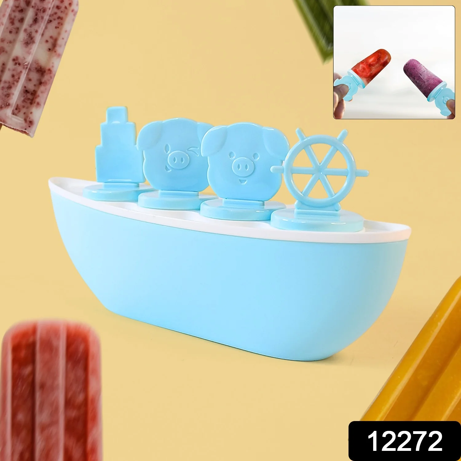 Creative Boat-Shaped Ice Cream Mould with Cute Piggy - Image 2