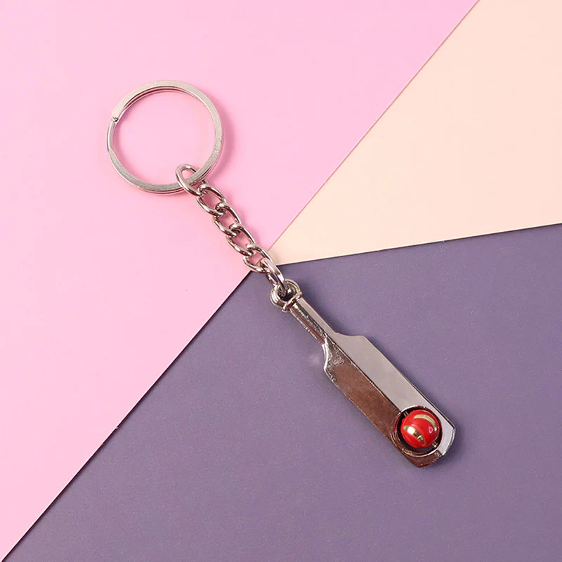 Cricket Bat with Ball Keychain (metal keychain) - Image 2