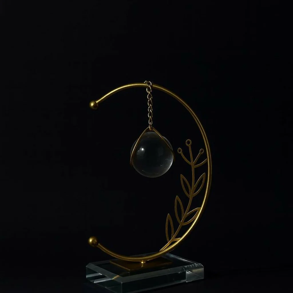 Crystal Ball Crescent Metal Table Decor Modern Decorative Showpiece - Image 3
