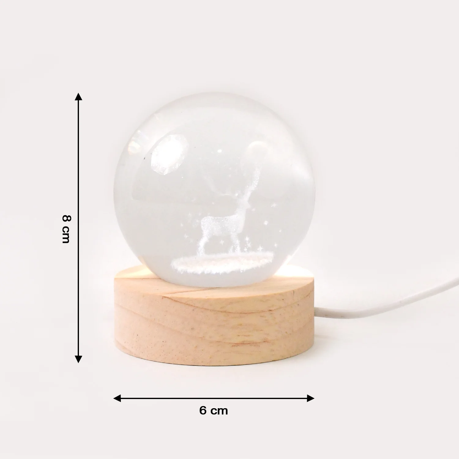 Crystal Ball Night Light Glass Ball Night Lamp with Wood Base - Image 6