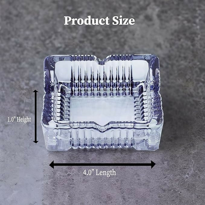Premium Heavy Duty Crystal Glass Ashtray for Home, Office, or Outdoor Use – Classic Square Design with Deep Grooves and Elegant Cut Pattern – Ideal Gift for Smokers, Bars, and Lounge Decor - Image 2