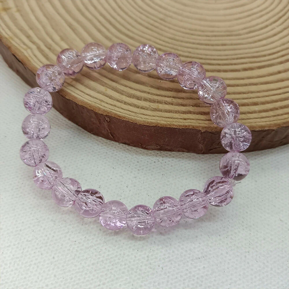 Crystal Crackle Glass Beads Stretch Bracelet - Image 2