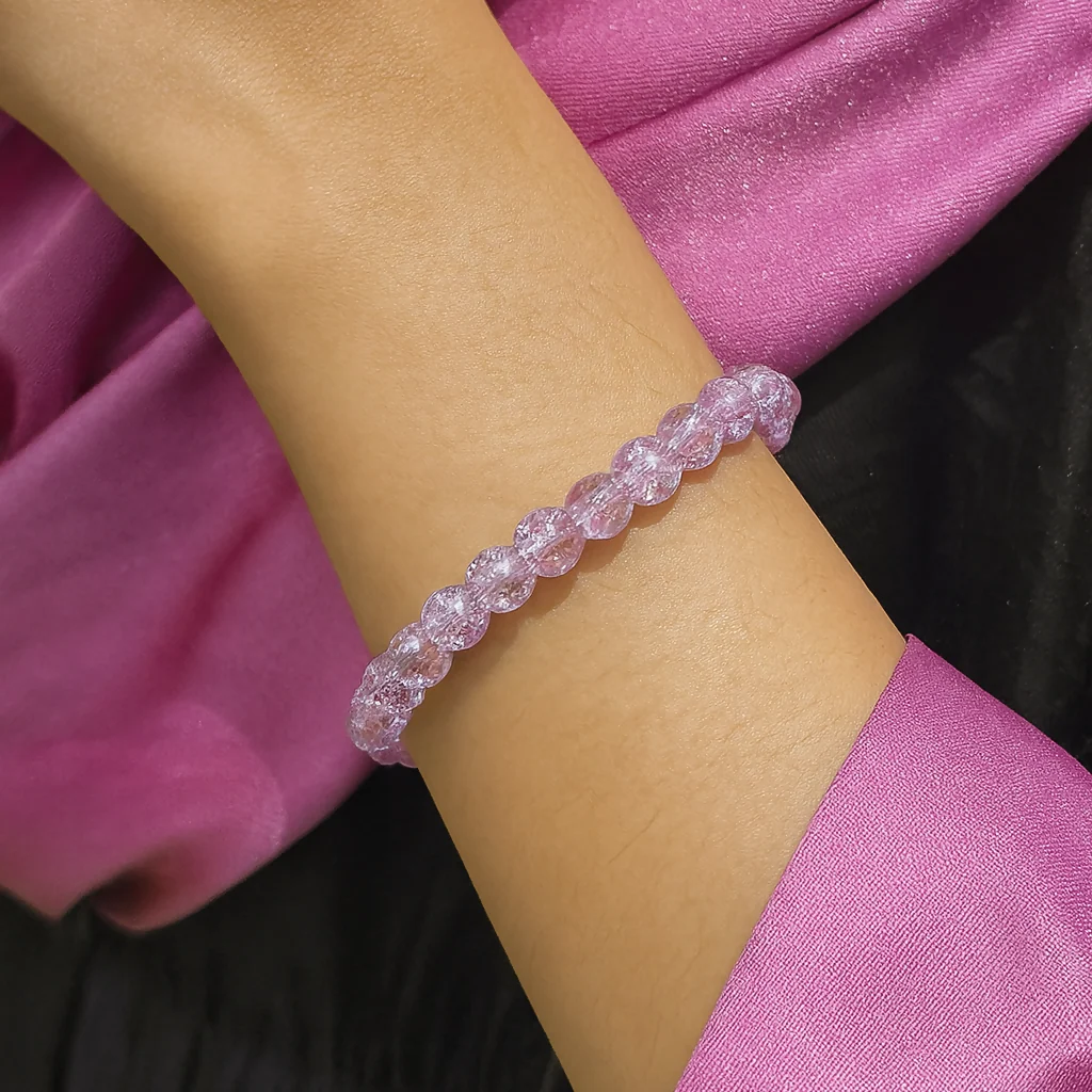 Crystal Crackle Glass Beads Stretch Bracelet - Image 4