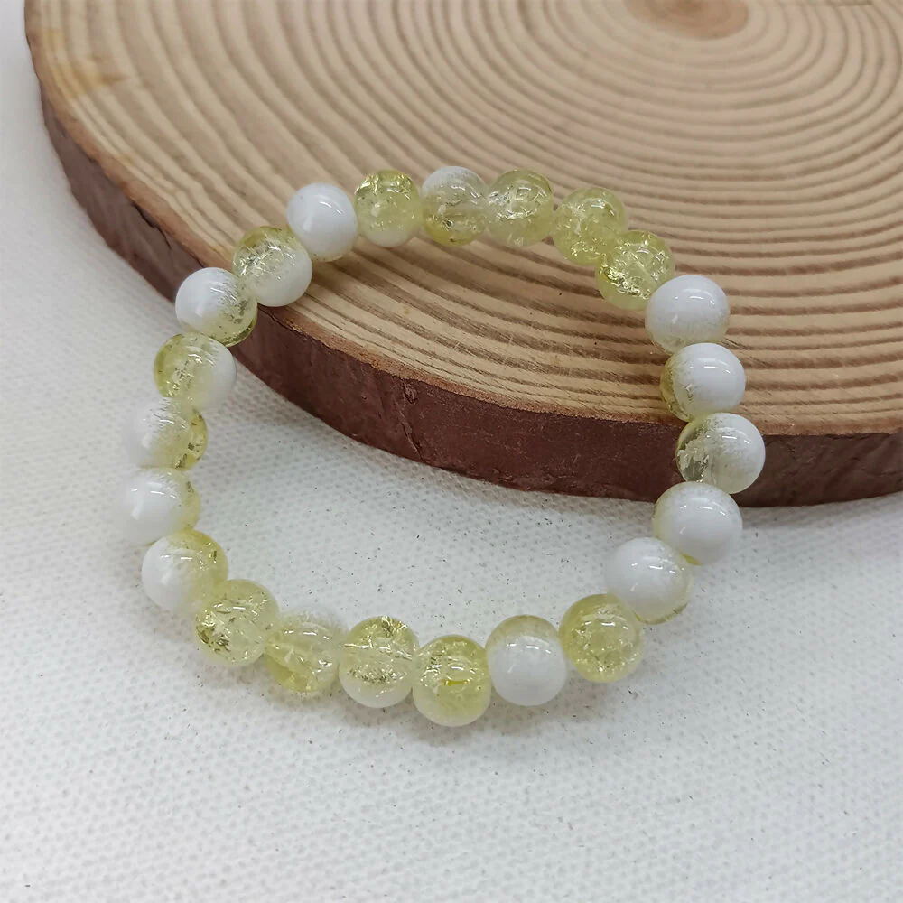 Crystal Crackle Glass Beads Stretch Bracelet - Image 2