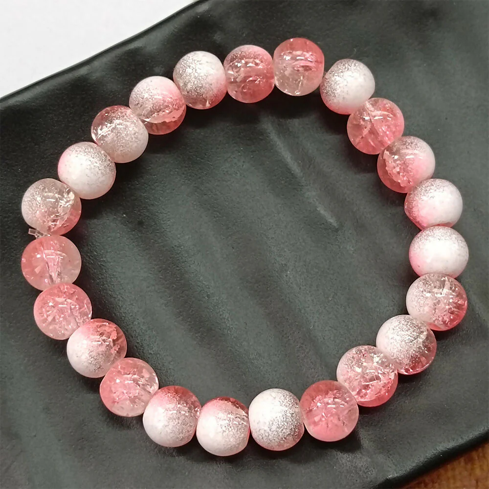 Crystal Crackle Glass Beads Stretch Bracelet - Image 2