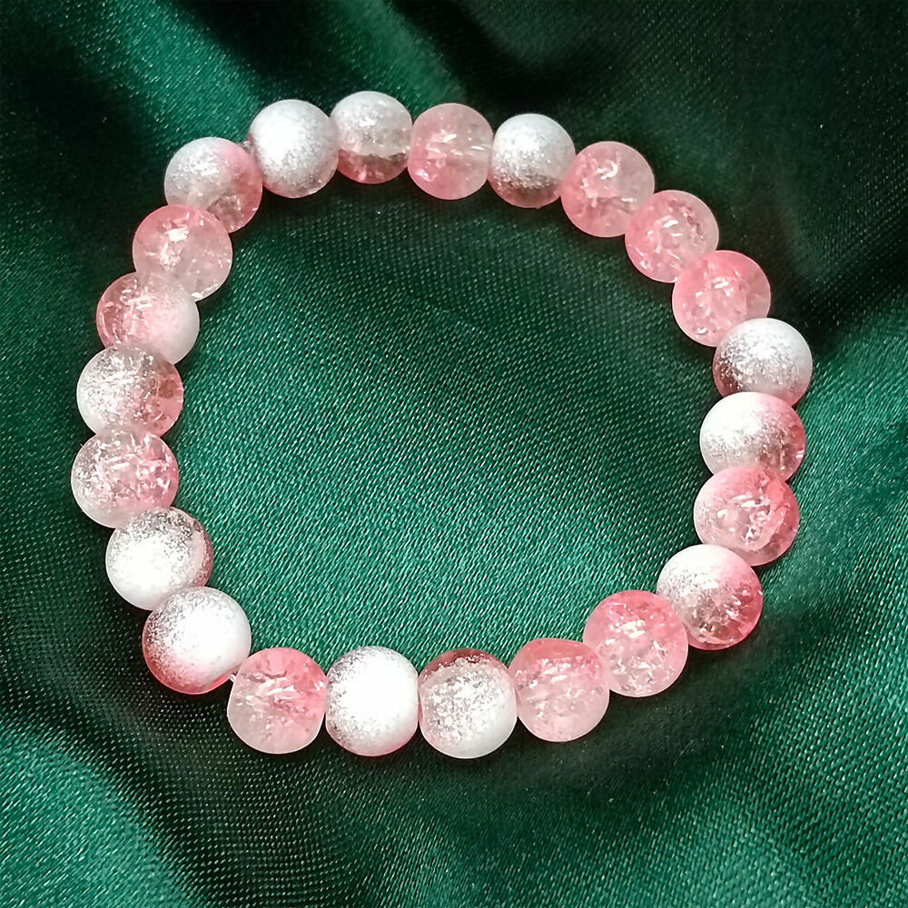 Crystal Crackle Glass Beads Stretch Bracelet - Image 3