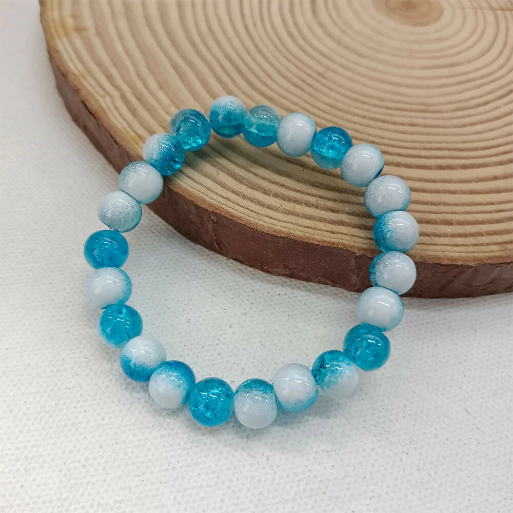 Crystal Crackle Glass Beads Stretch Bracelet - Image 2