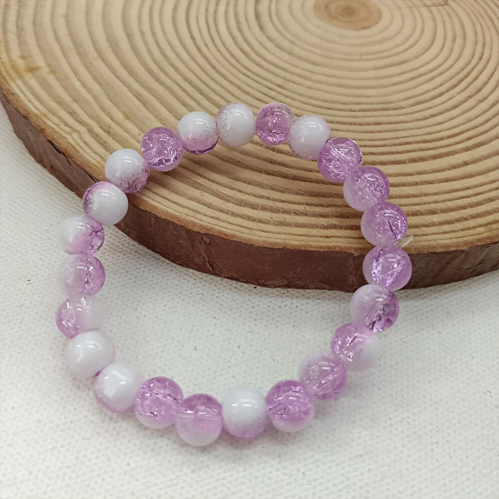 Crystal Crackle Glass Beads Stretch Bracelet - Image 2