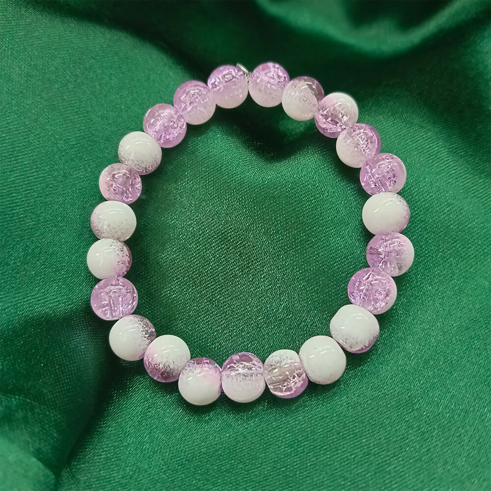 Crystal Crackle Glass Beads Stretch Bracelet - Image 3