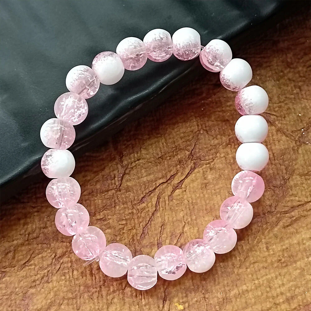 Crystal Crackle Glass Beads Stretch Bracelet - Image 2
