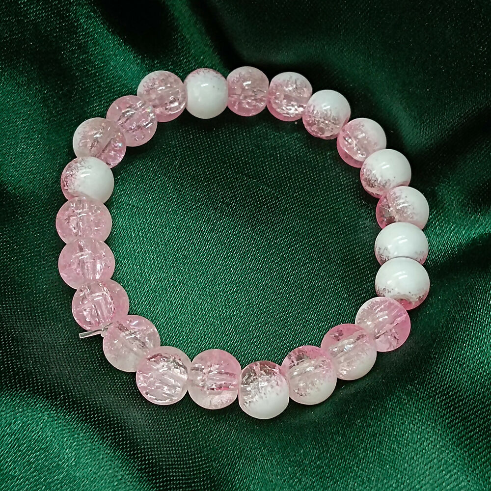 Crystal Crackle Glass Beads Stretch Bracelet - Image 3