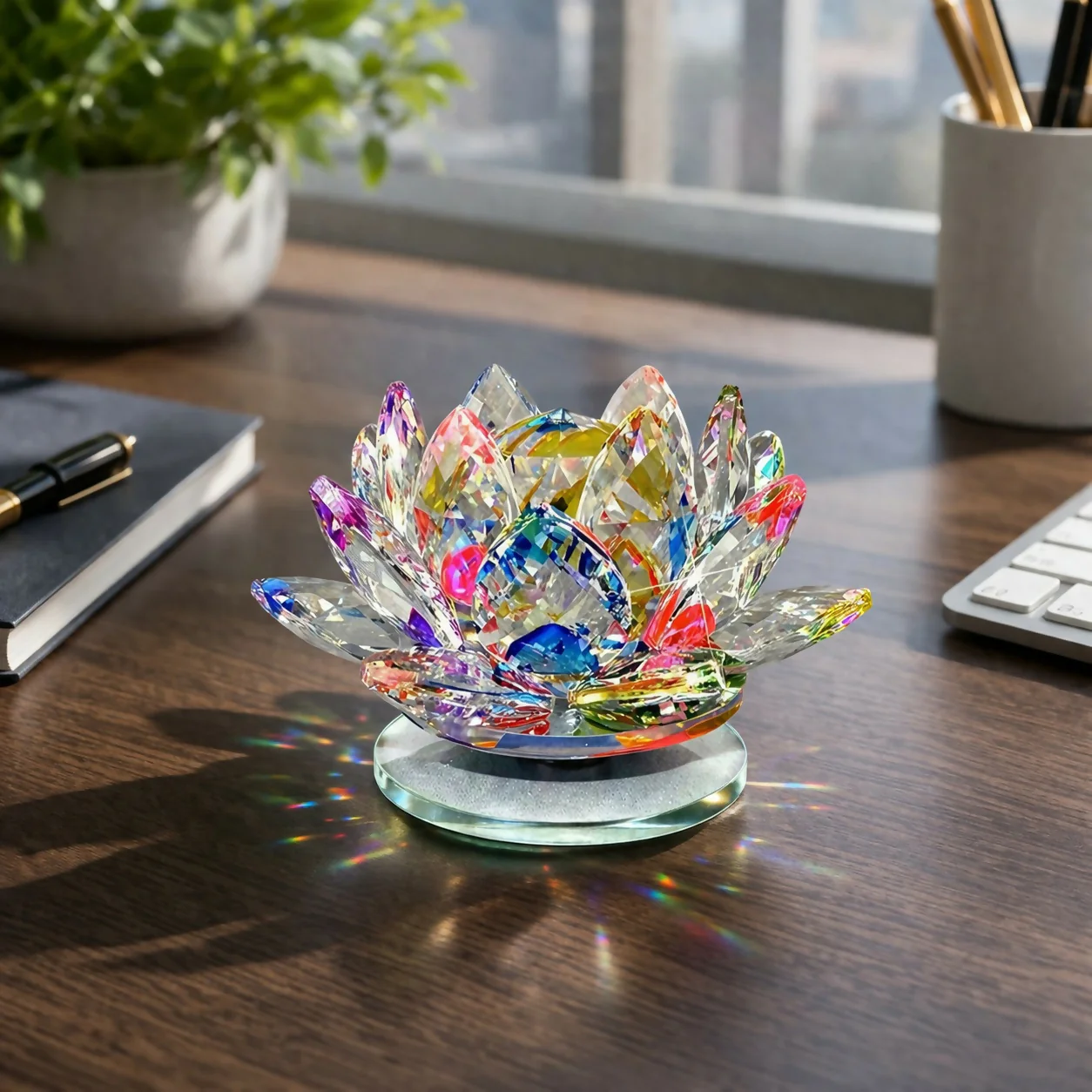 Crystal Cut Decorative Glass Lamp Shade Table Decor Showpiece - Image 3
