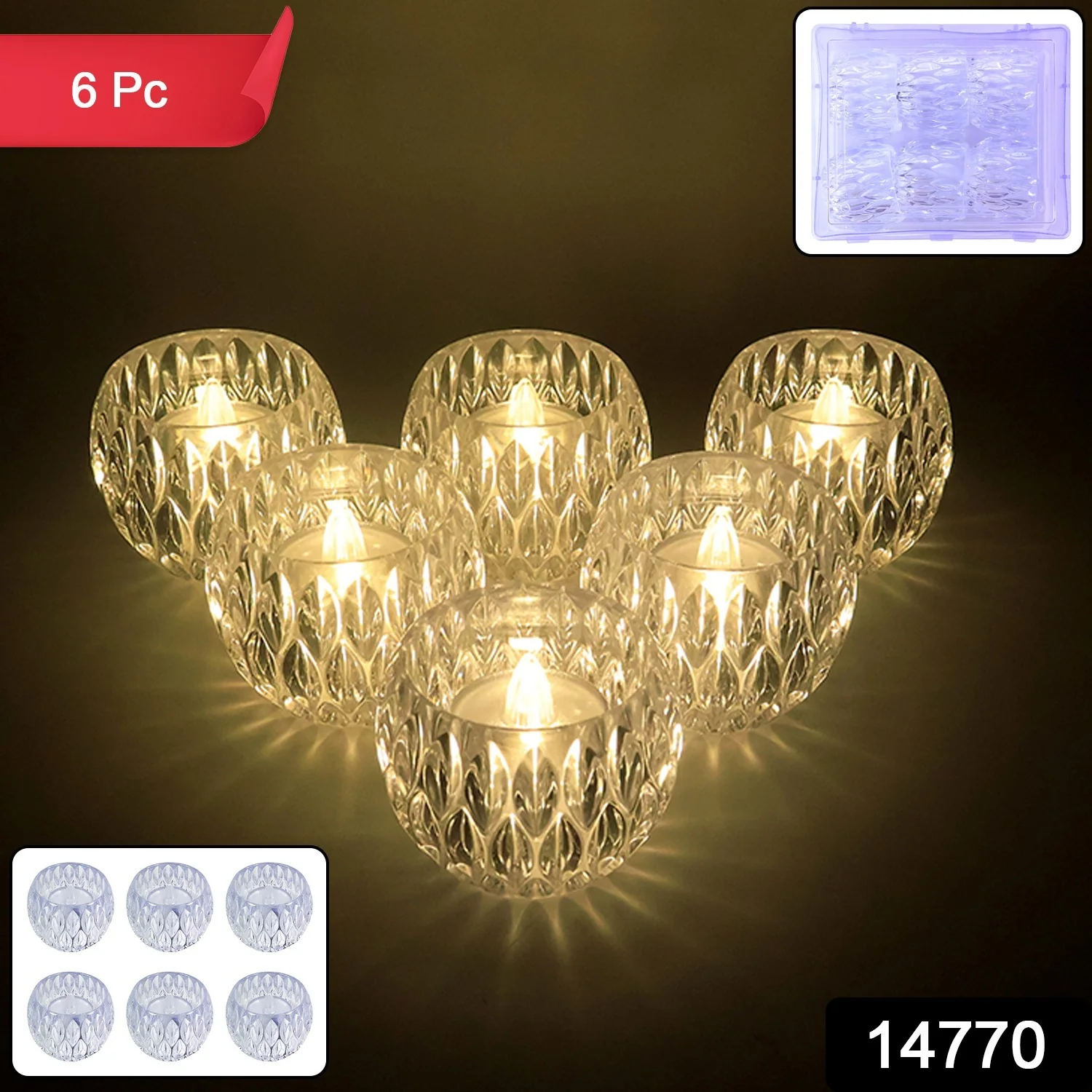 Crystal Design LED Tealight Candles (6 Pc / Set) - Image 2