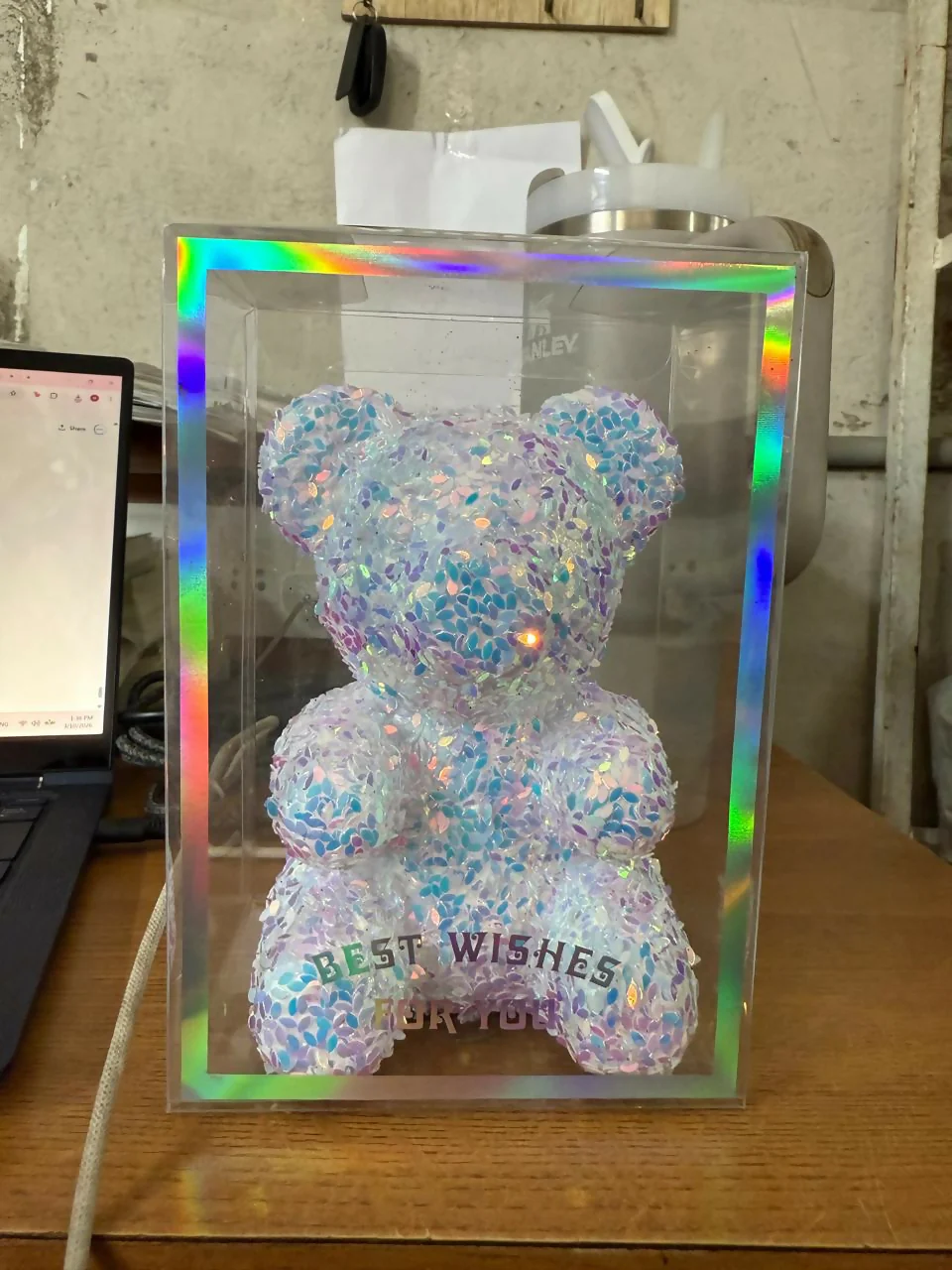 Crystal Glitter Teddy Bear Showpiece with Gift Display Box - Image 5