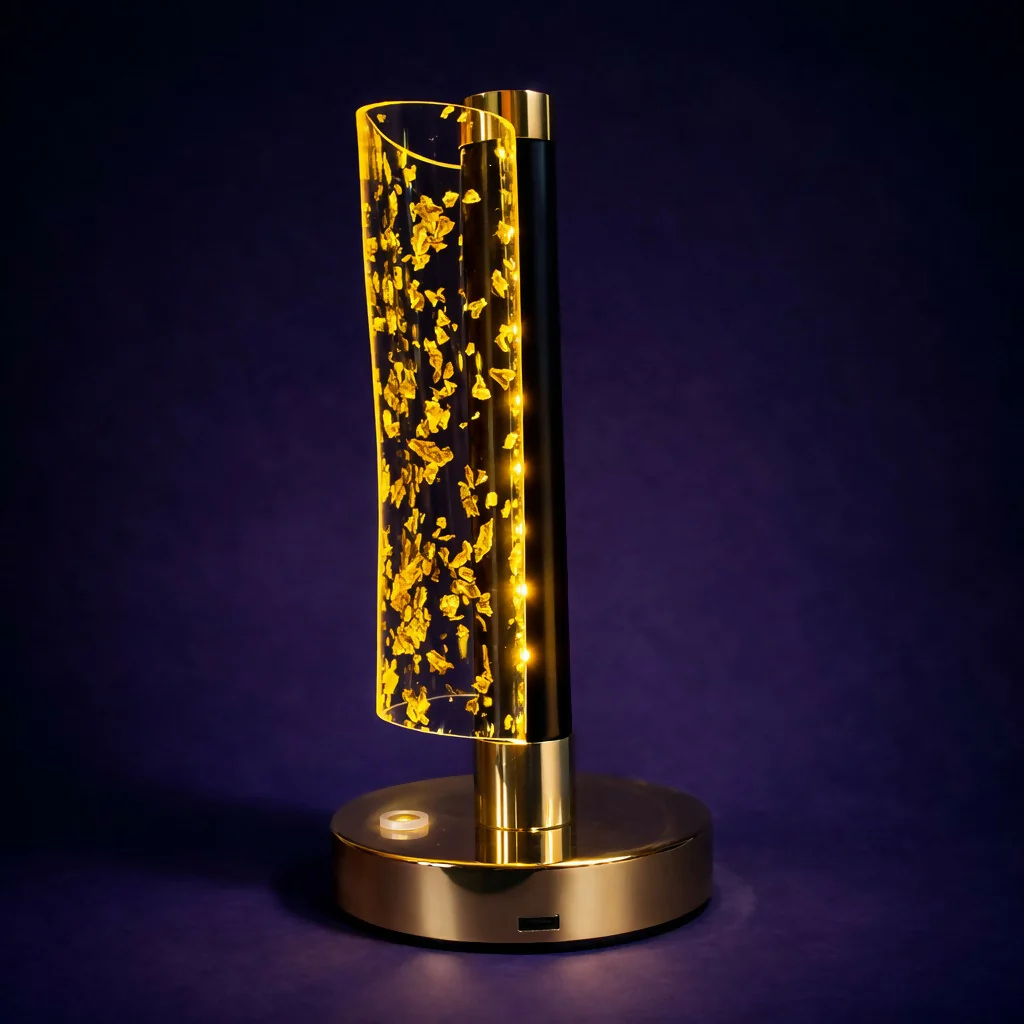 Crystal Glow LED Table Lamp with Elegant Gold Finish - Image 4