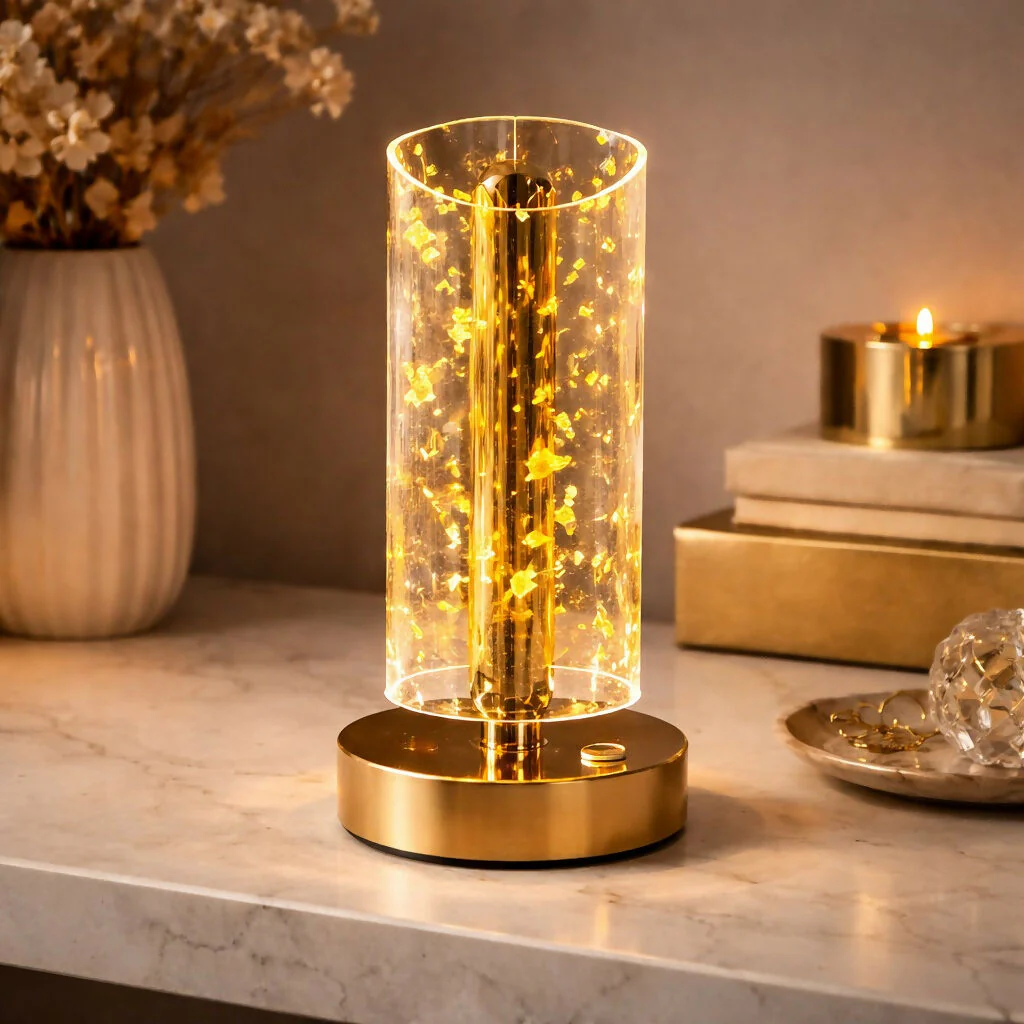 Crystal Glow LED Table Lamp with Elegant Gold Finish - Image 5
