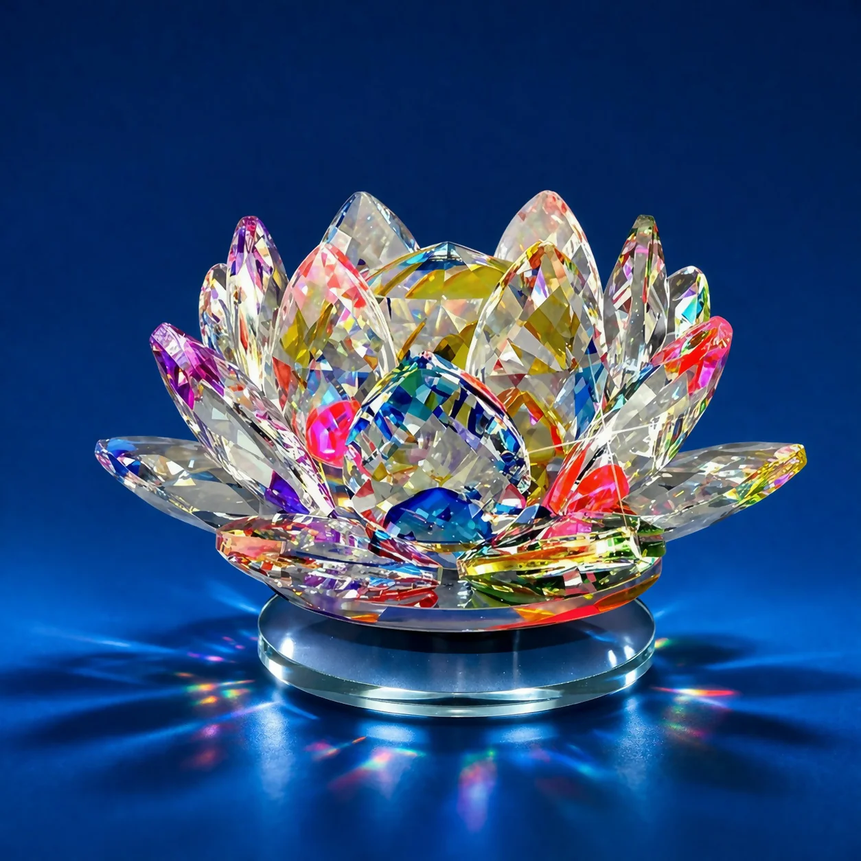 Crystal Lotus Decorative Showpiece with Multicolor Light Reflection - Image 4