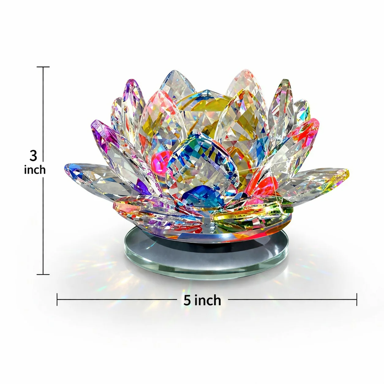 Crystal Lotus Decorative Showpiece with Multicolor Light Reflection - Image 5
