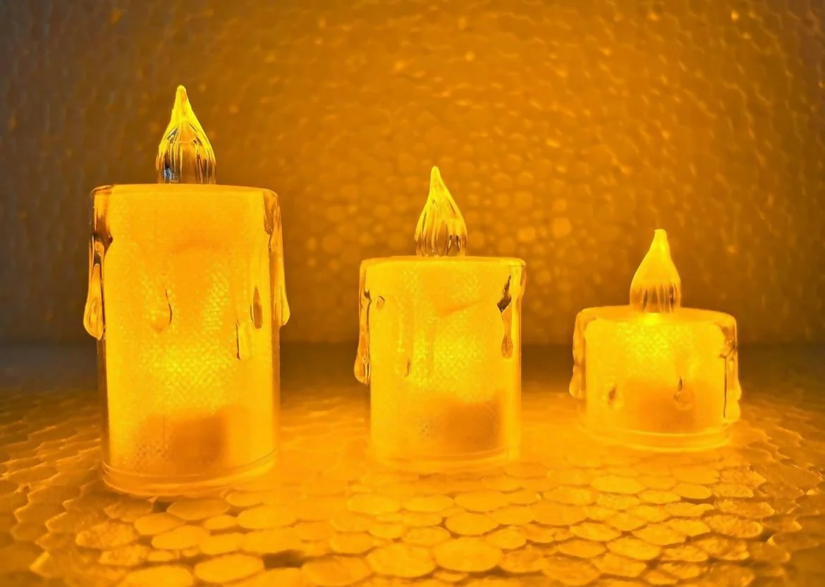 Crystal Melt Trio | Set of 3 pc light Candles Table Centrepiece Flameless Candles Transparent Small Tea Wax Birthday Proposal INS Desktop Decoration Create Atmosphere Candles Tea Lights, Diwali - Image 3