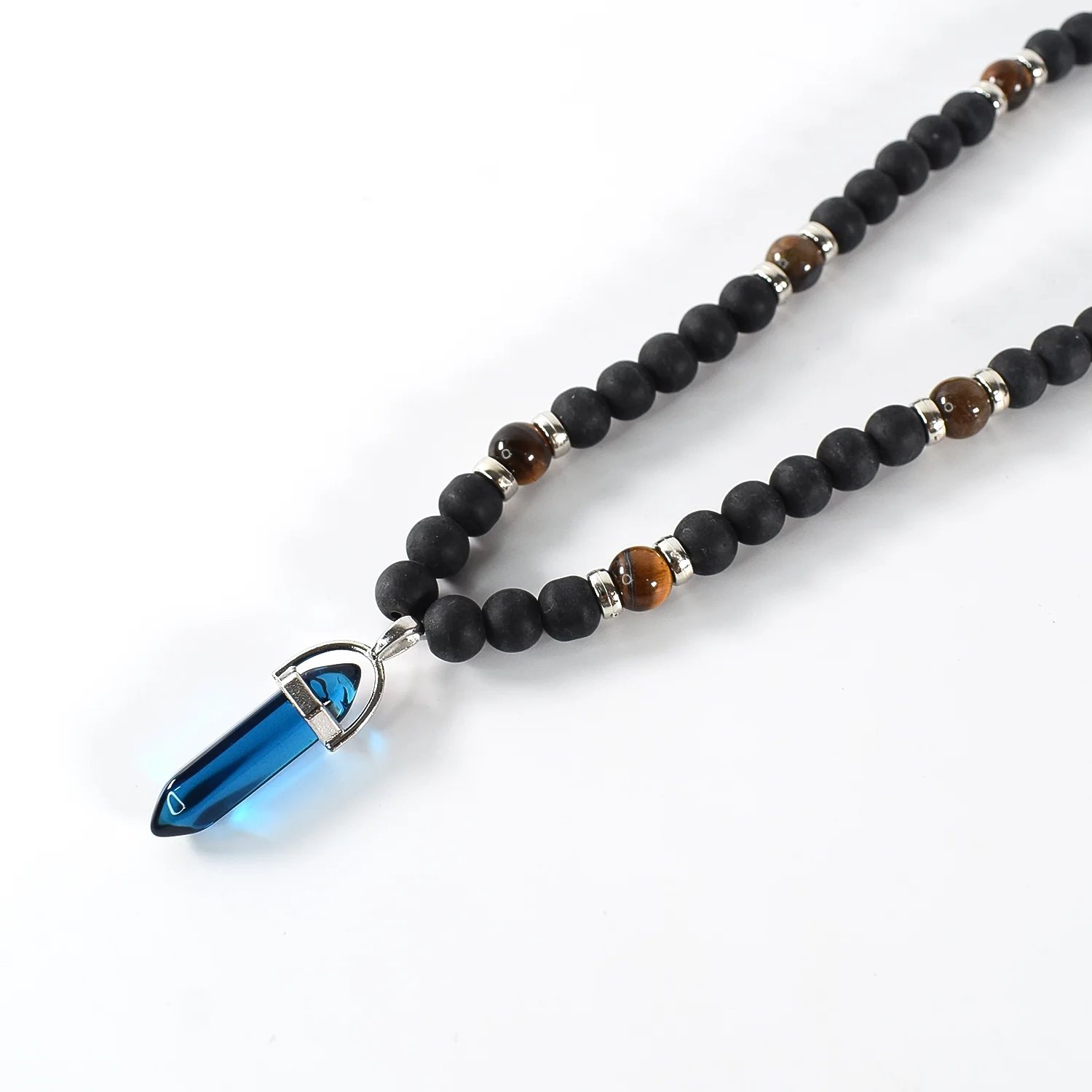 Natural  Beads Necklace with Crystal Pillar - Image 4