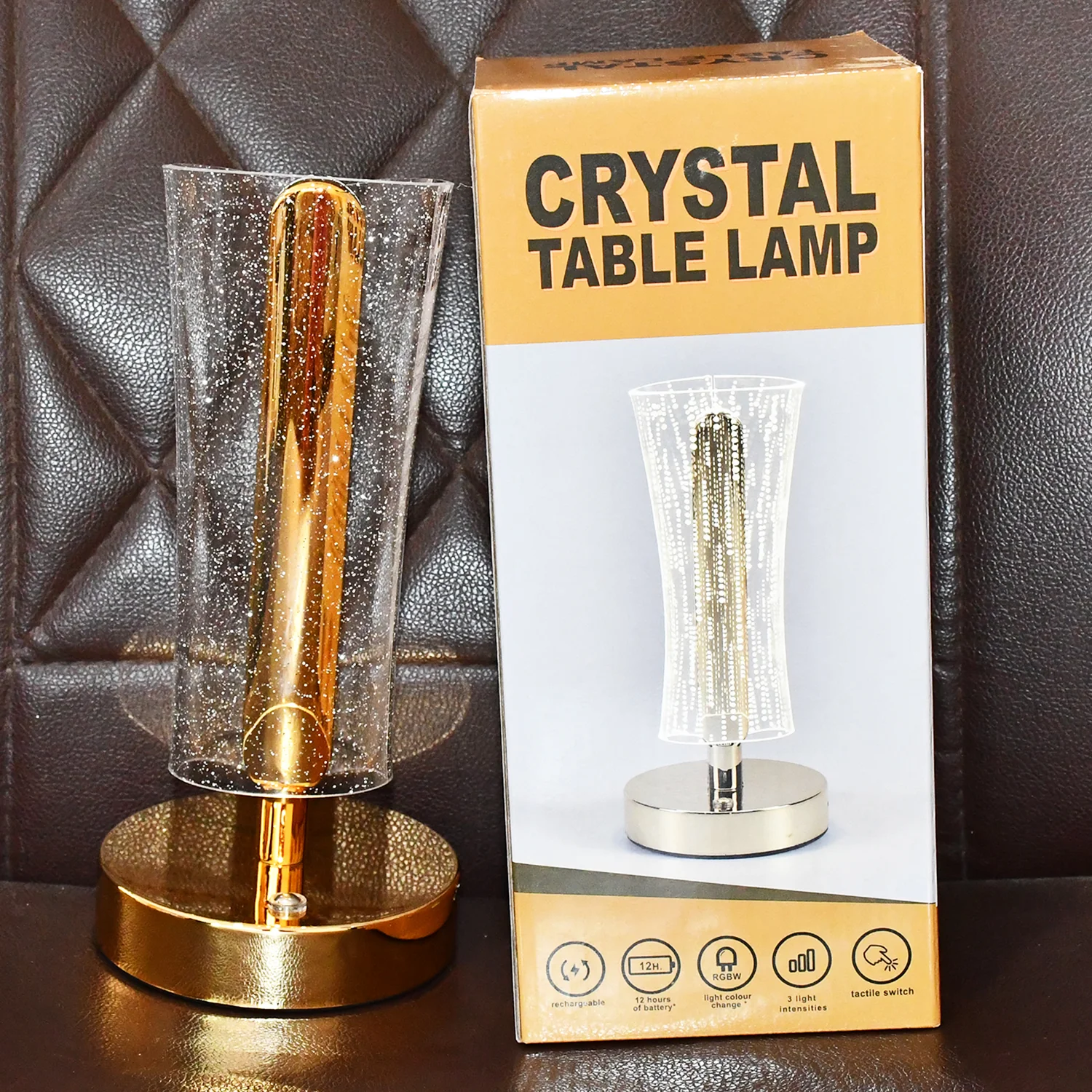 Crystal Table Lamp Sparkle Design Golden Base LED Decorative Bedside Lamp - Image 7