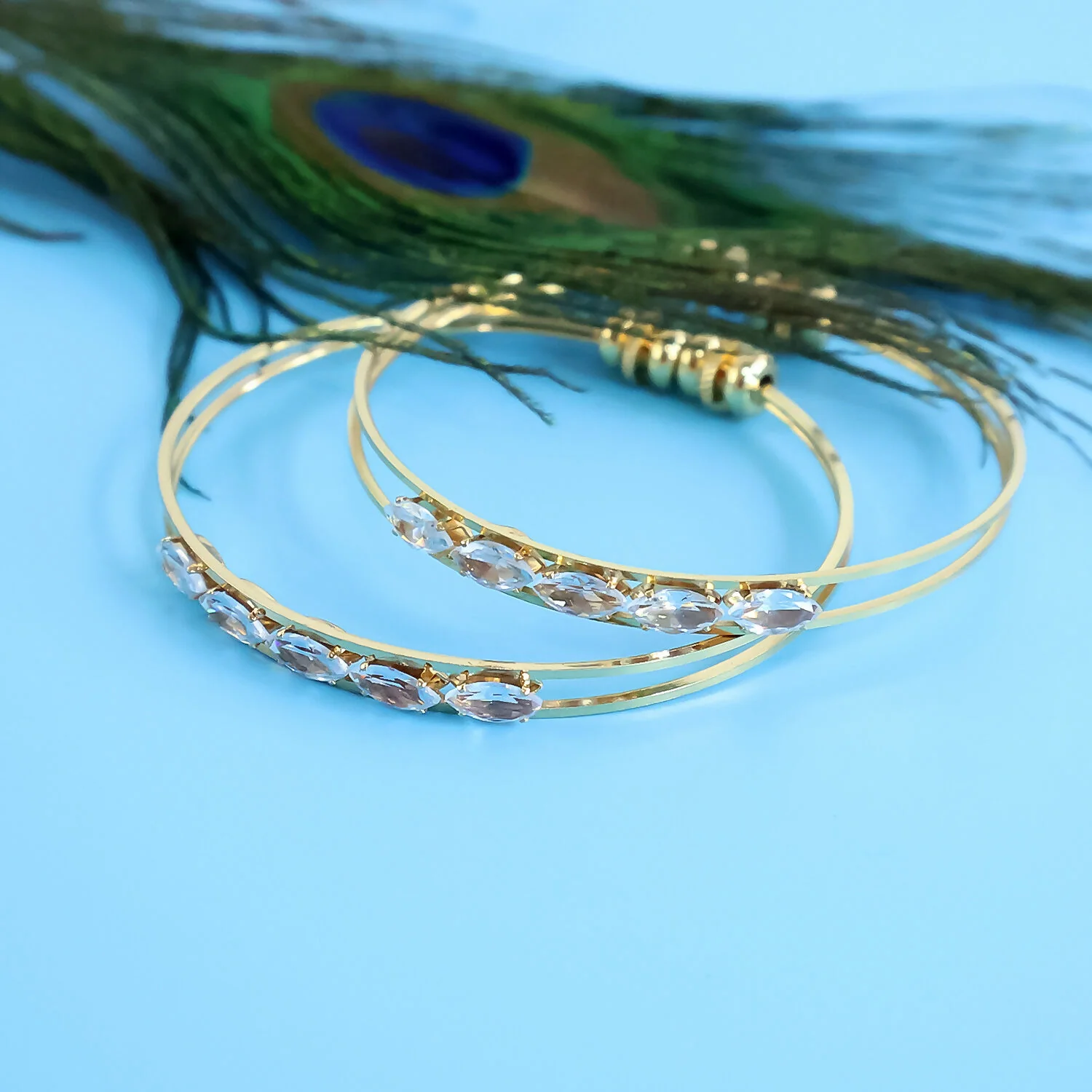 Crystal Studded Dual-Line Bangles - Image 2