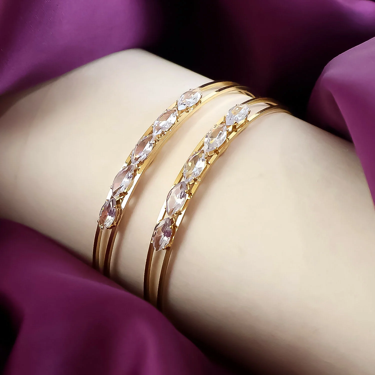Crystal Studded Dual-Line Bangles - Image 3