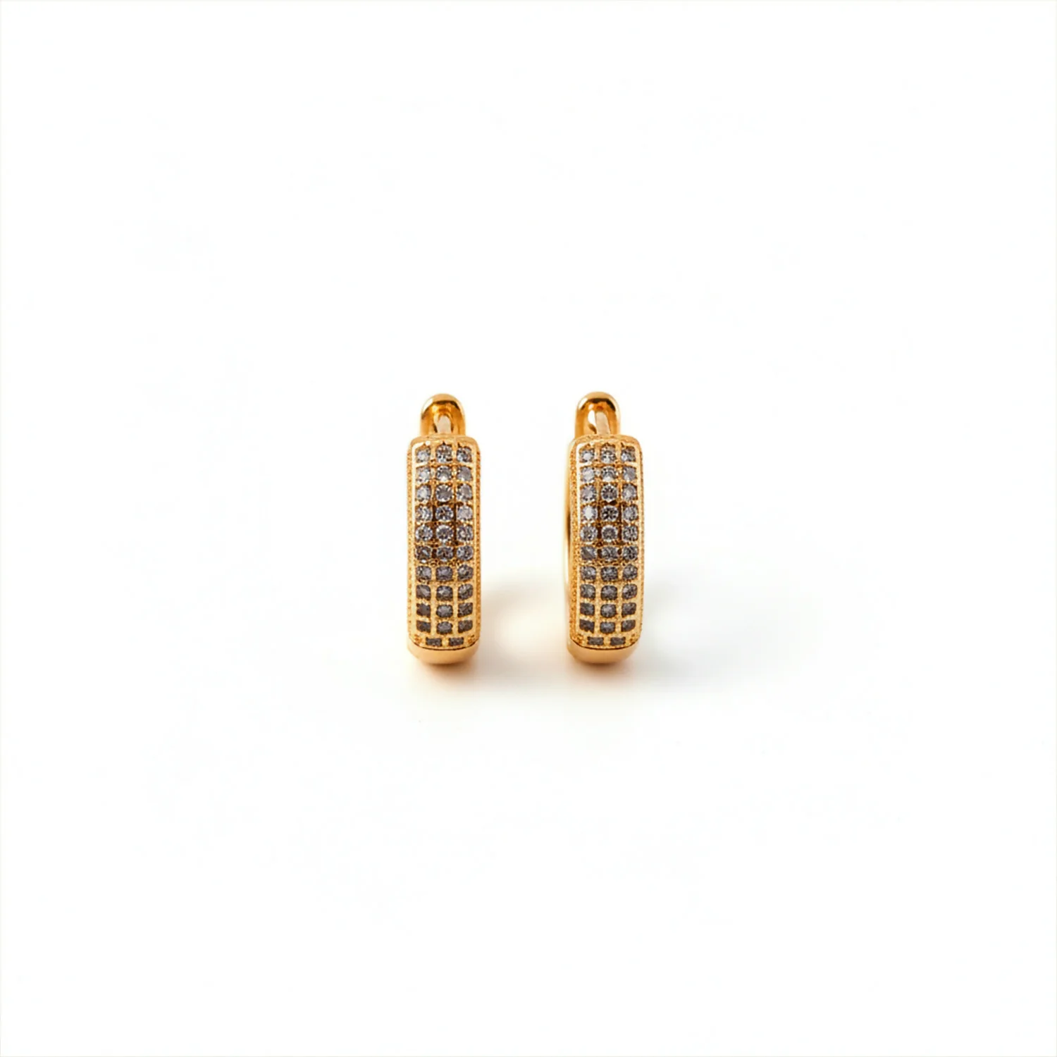 Crystal Studded Gold-Tone Hoop Earrings – Elegant Pave Design (1 Pair) - Image 5