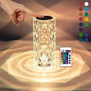 Crystal Diamond Table Lamp with Remote Control – Rechargeable Touch LED Night Light for Bedroom, Living Room & Romantic Decor – Multicolor Ambient Lighting for Parties, Gifts, and Home Interior Accents - Image 2