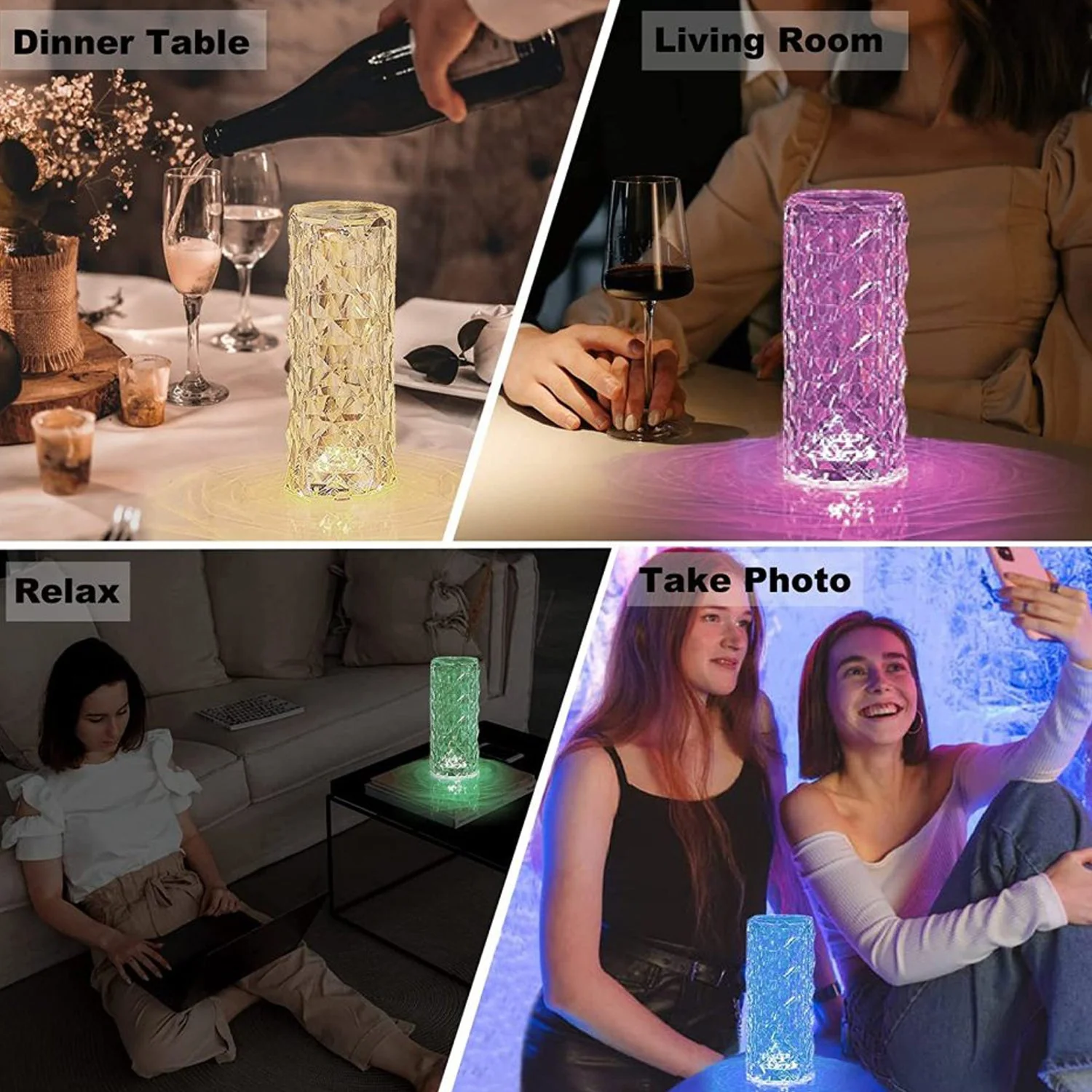 Crystal Touch Night Light for Bedroom Decor (16 Colors, Remote, USB) - Image 3