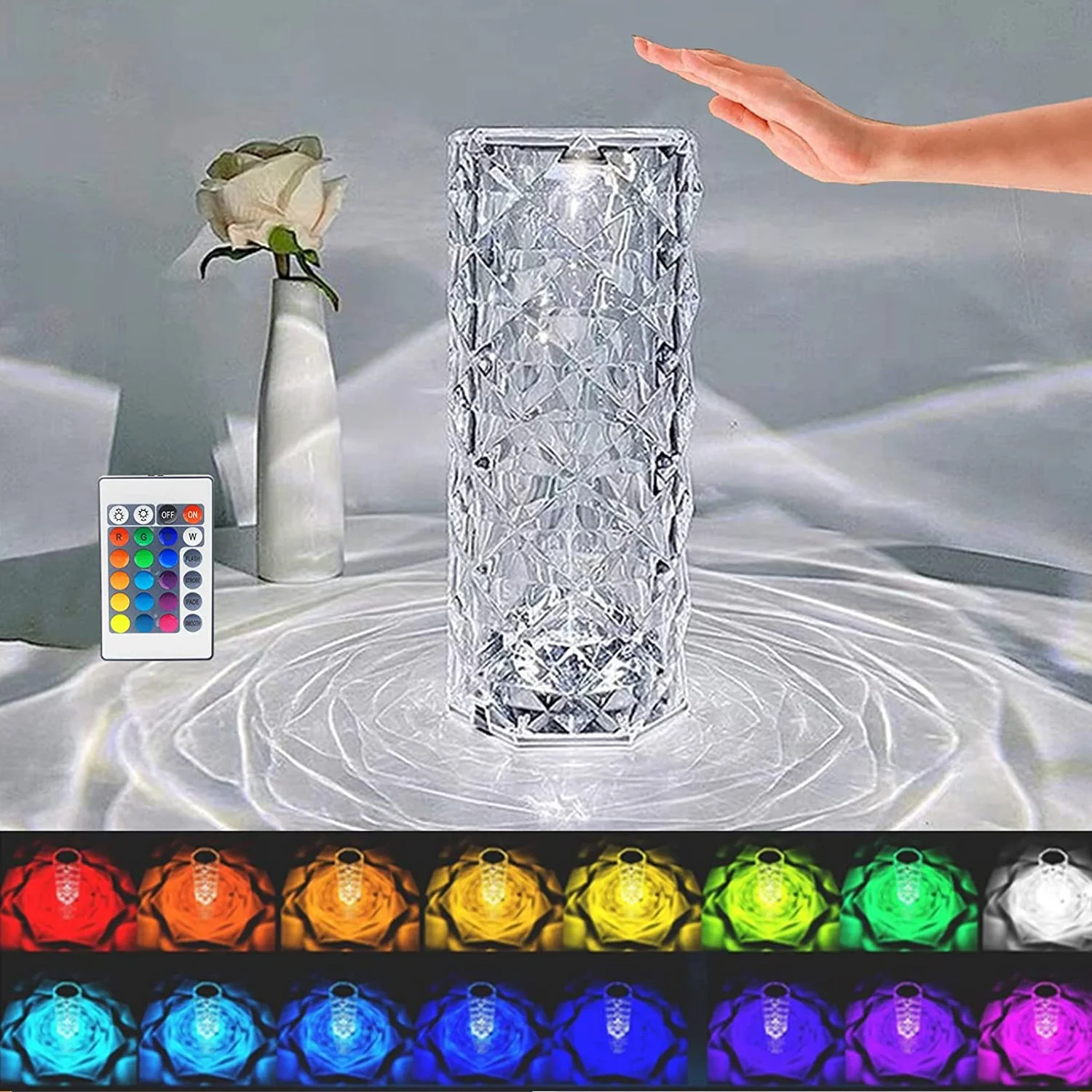 Crystal Touch Night Light for Bedroom Decor (16 Colors, Remote, USB) - Image 6