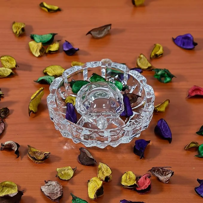 Crystal Turtle Decorative tray Crystal Tortoise Glass Kachua with Beautiful Bowl Plate Fengshui Vastu Set for Good Luck Feng Shui Turtle Best Gift for Office Showcase Showpiece and Home Décor - Image 2