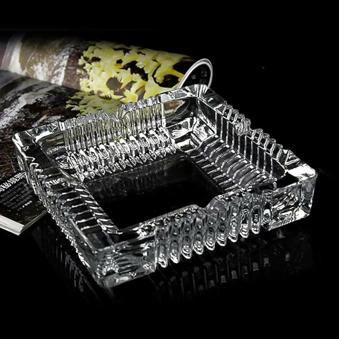Luxury Crystal Glass Ashtray for Home, Office & Deck Decoration
