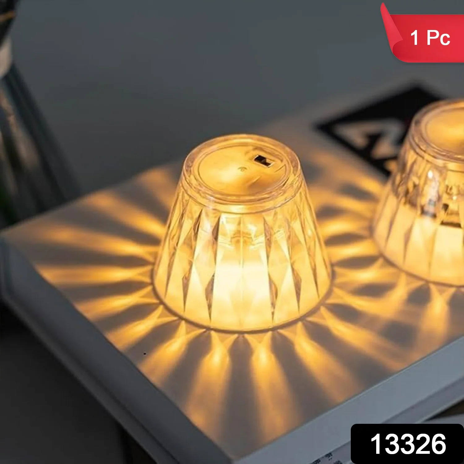 Cup Shape Crystal Table Lamp, Diwali (1 Pc) - Image 2