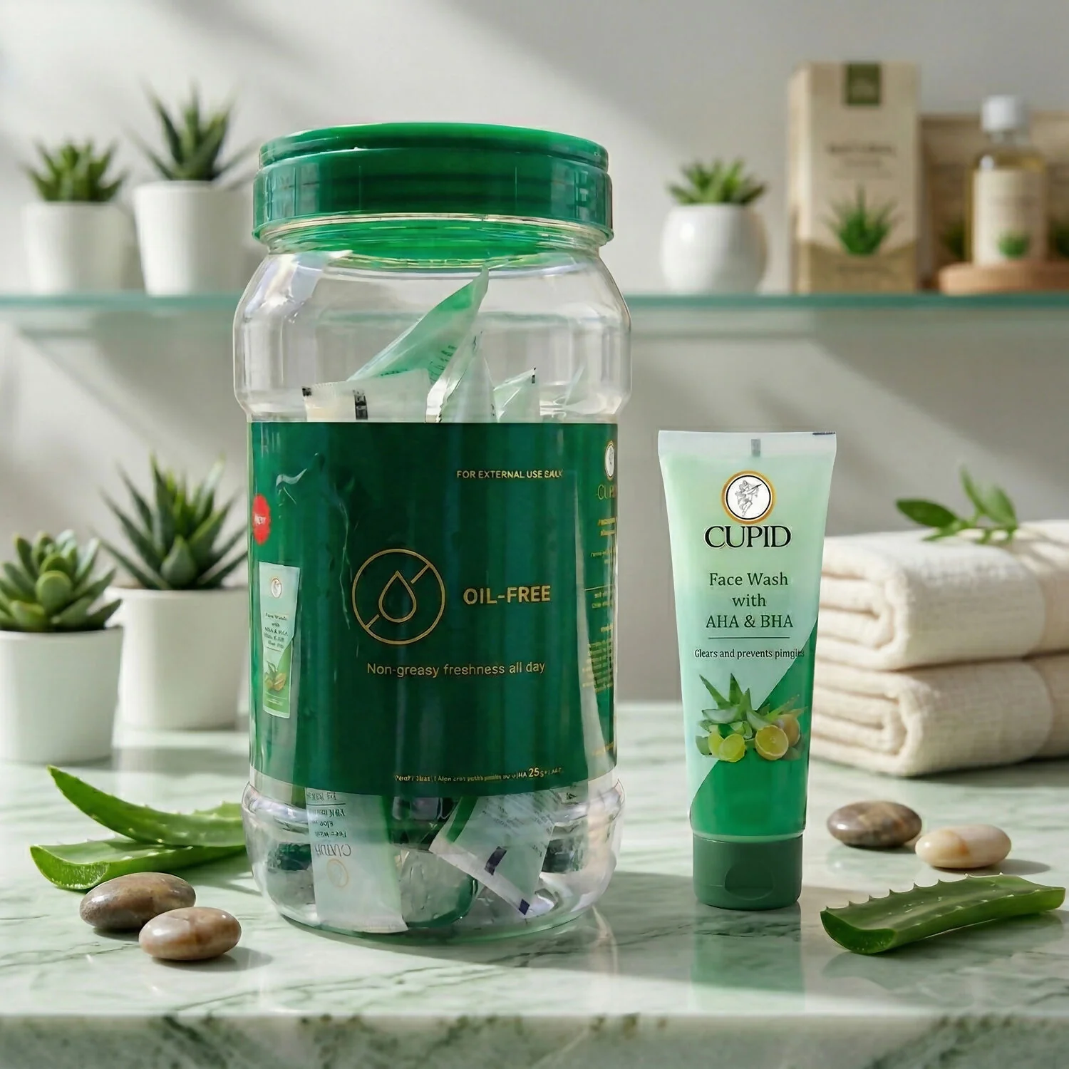 Cupid AHA & BHA Oil-Free Face Wash for Smooth And Clear Skin (24 Pc x 20ml) - Image 3