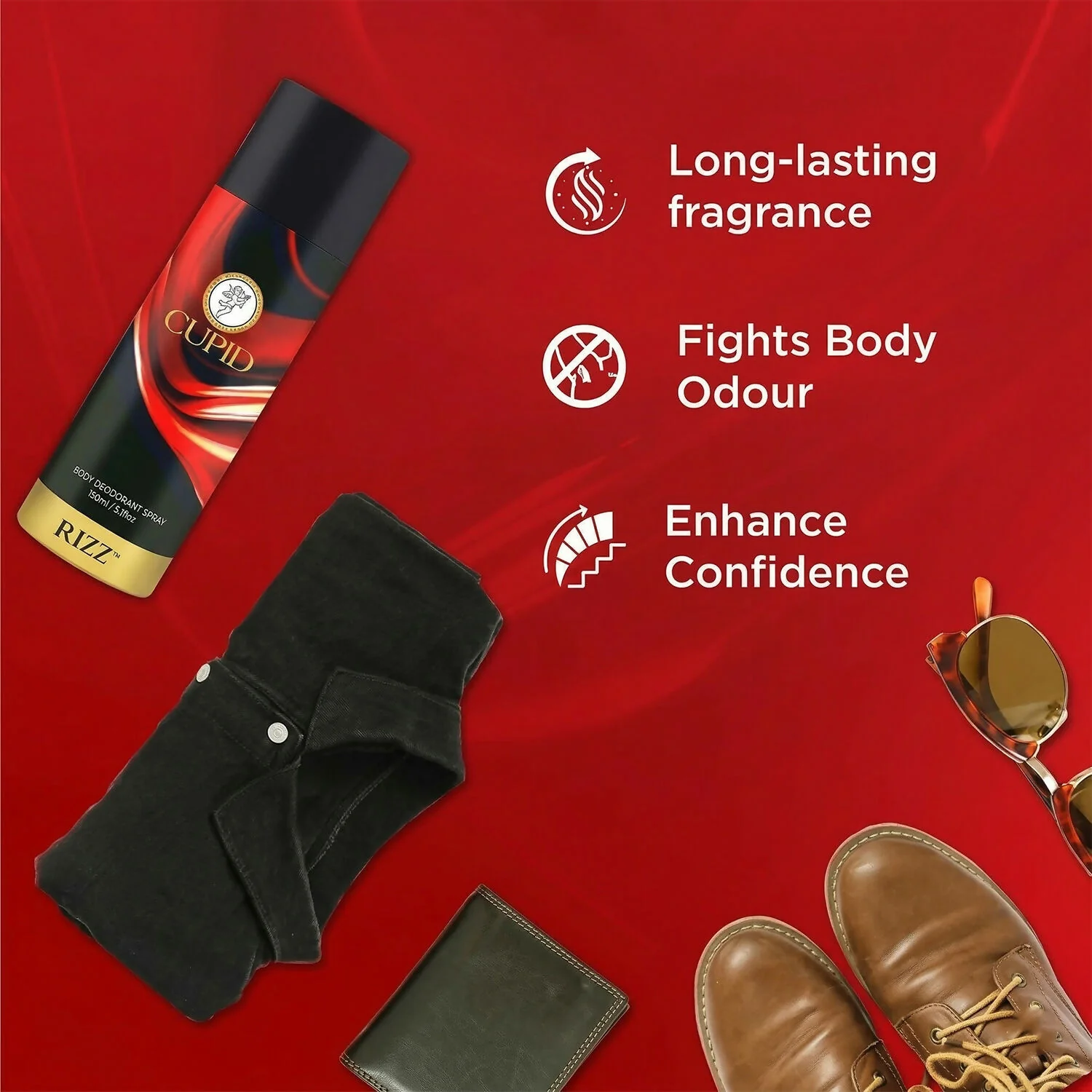 CUPID Body Deodorant Spray - RIZZ Fragrance for Men (150 ml) - Image 3