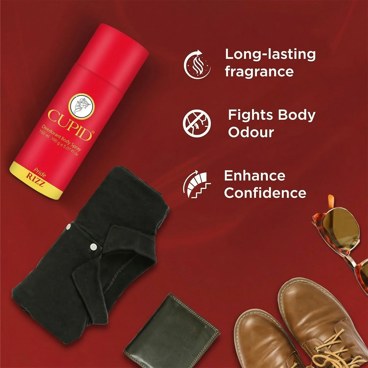 CUPID Deodorant Body Spray - RIZZ Pride Fragrance for Men (150 ml) - Image 3