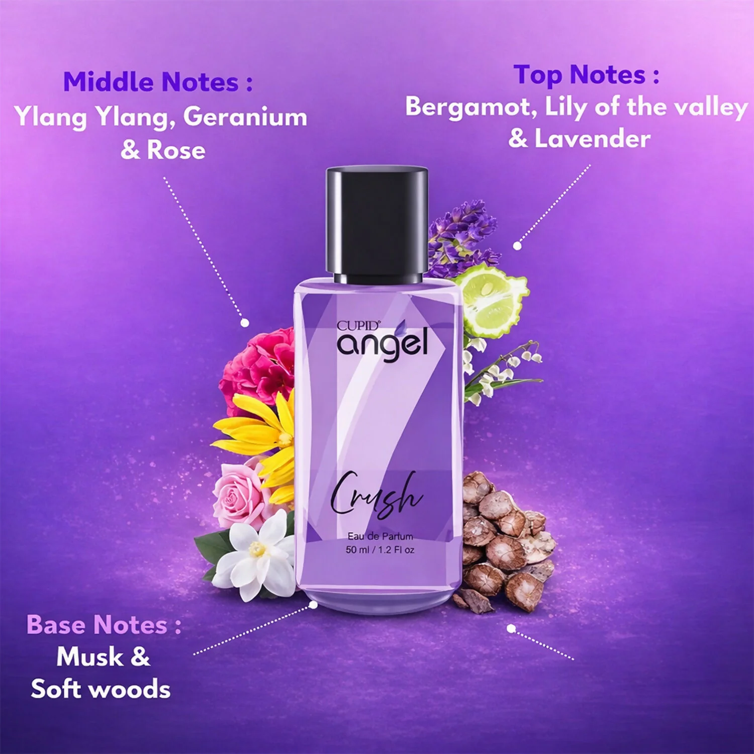 Cupid Luxury angel CRUSH Perfume|Long Lasting Fresh Edp Fragrance Scent Liquid Perfume (50 Ml) - Image 4