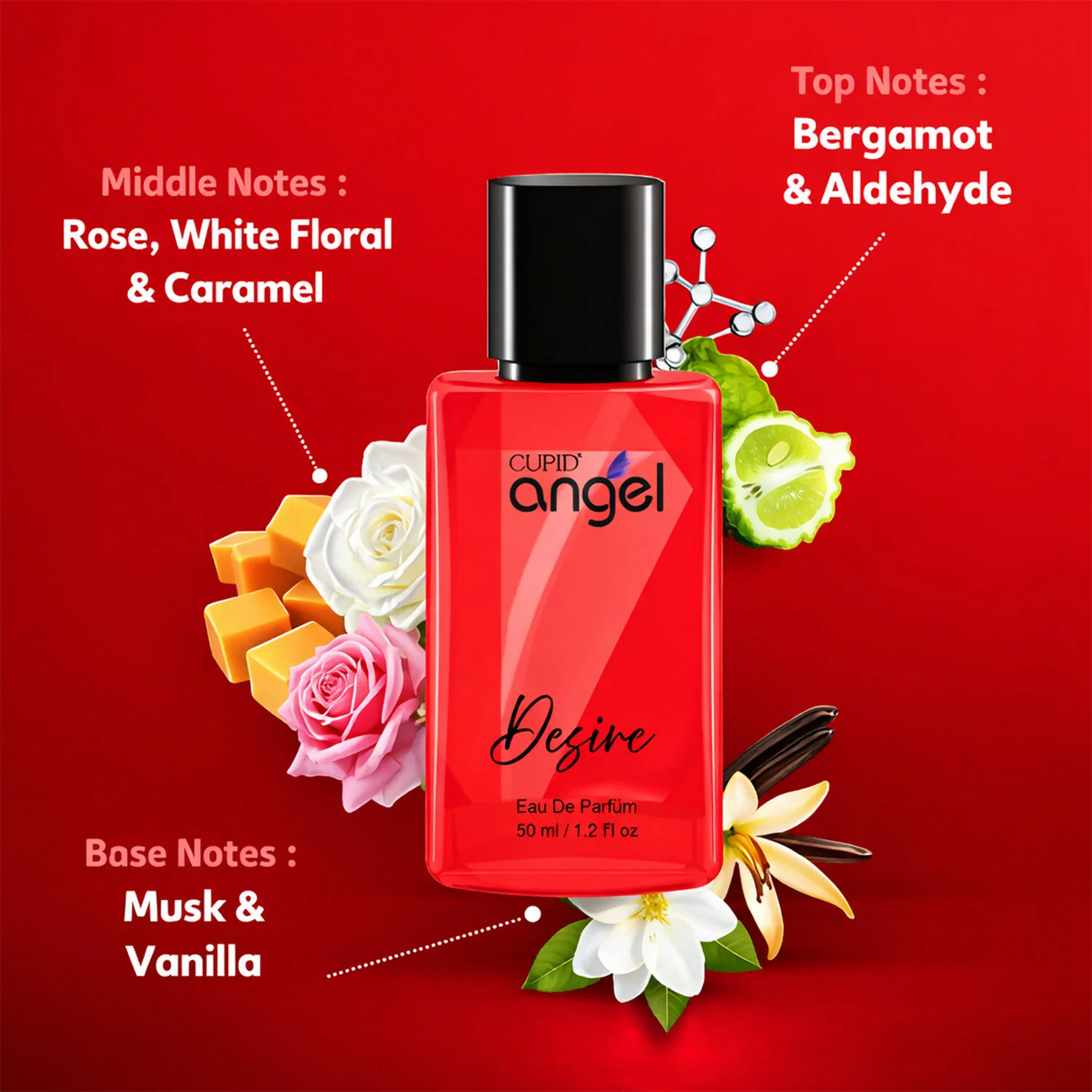 Cupid Luxury angel DESIRE Perfume|Long Lasting Fresh Edp Fragrance Scent Liquid Perfume (50 Ml) - Image 3