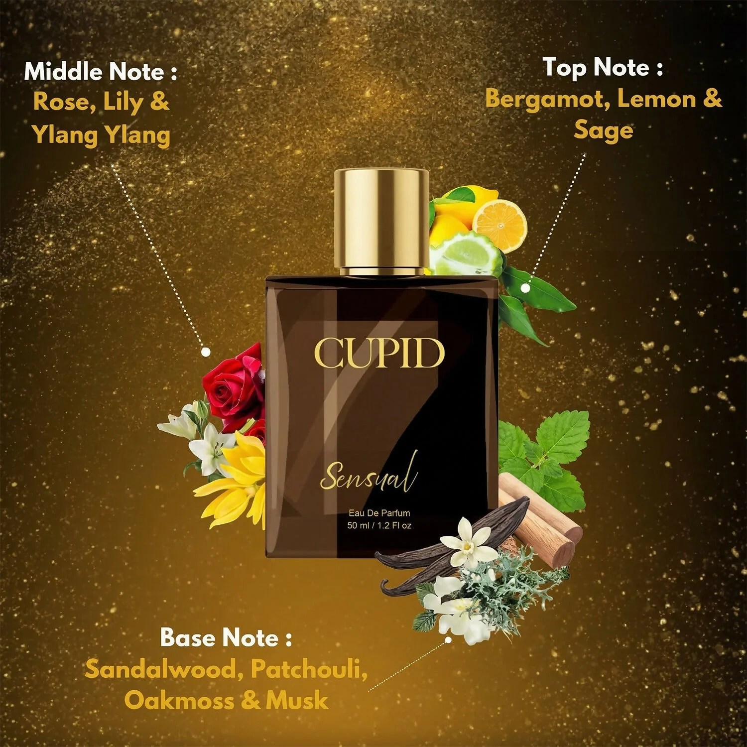 Cupid Luxury SENSUAL Perfume|Long Lasting Fresh Edp Fragrance Scent Liquid Perfume (50 Ml) - Image 3