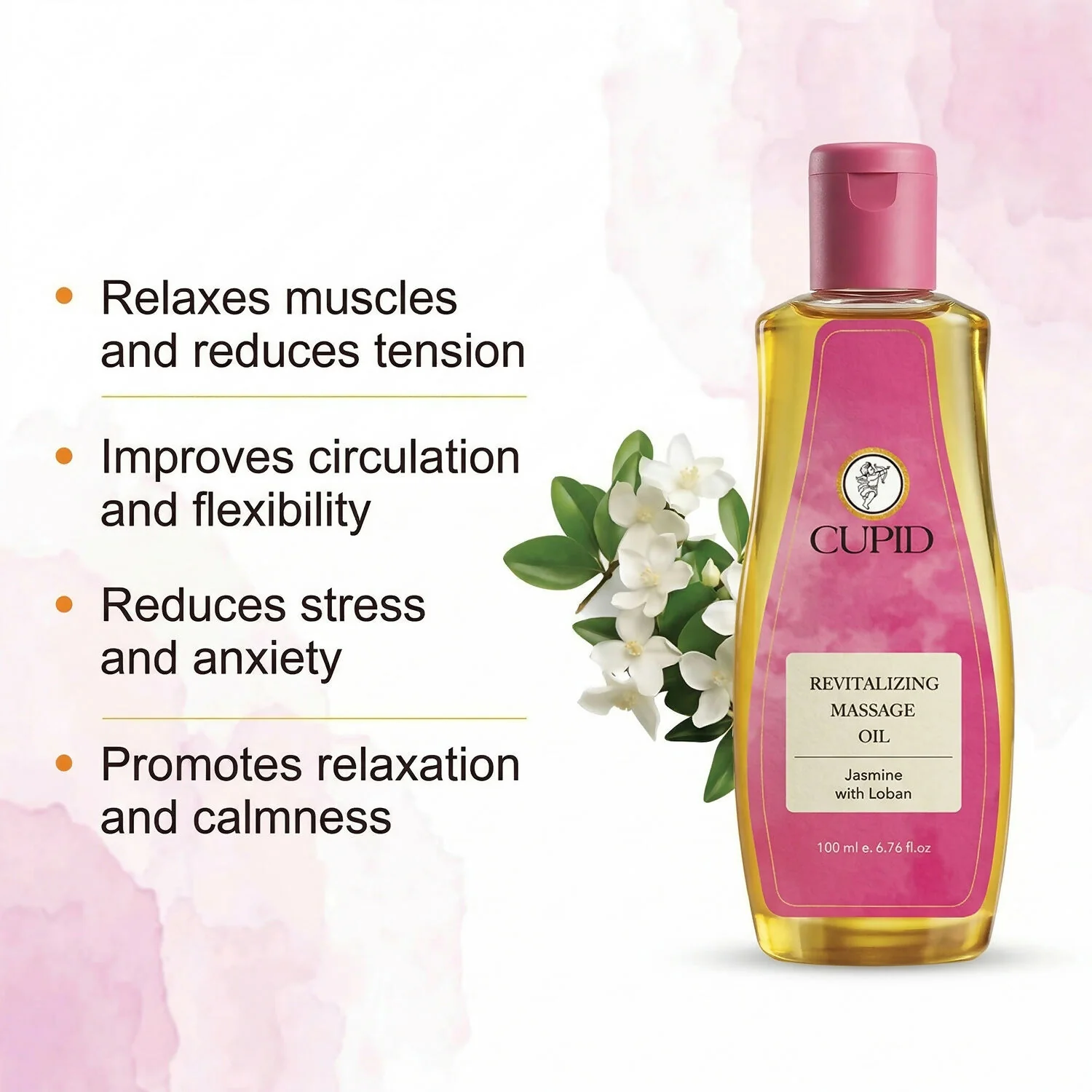 Cupid Revitalizing Massage Oil with Jasmine & Loban Relaxing Body Care Oil (100 ML) - Image 2