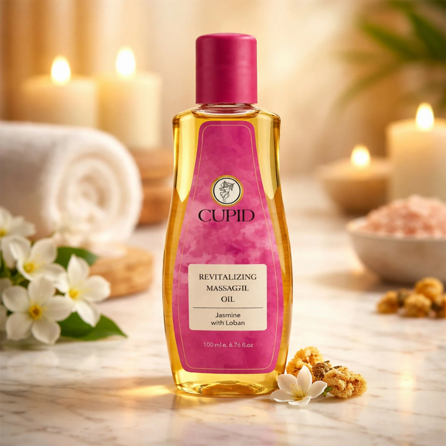 Cupid Revitalizing Massage Oil with Jasmine & Loban Relaxing Body Care Oil (100 ML) - Image 4