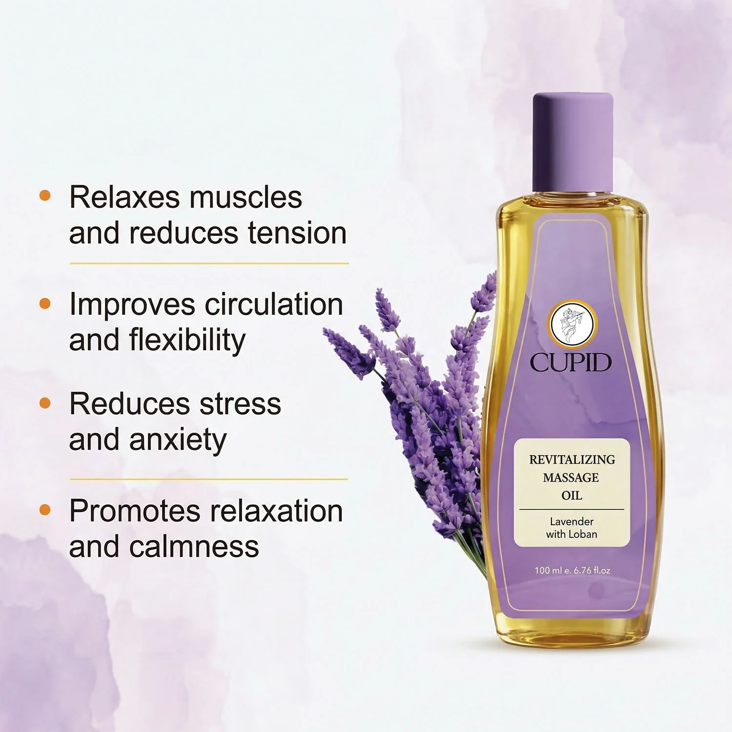Cupid Revitalizing Massage Oil with Lavender & Loban Relaxing Body Care Oil (100 Ml) - Image 2