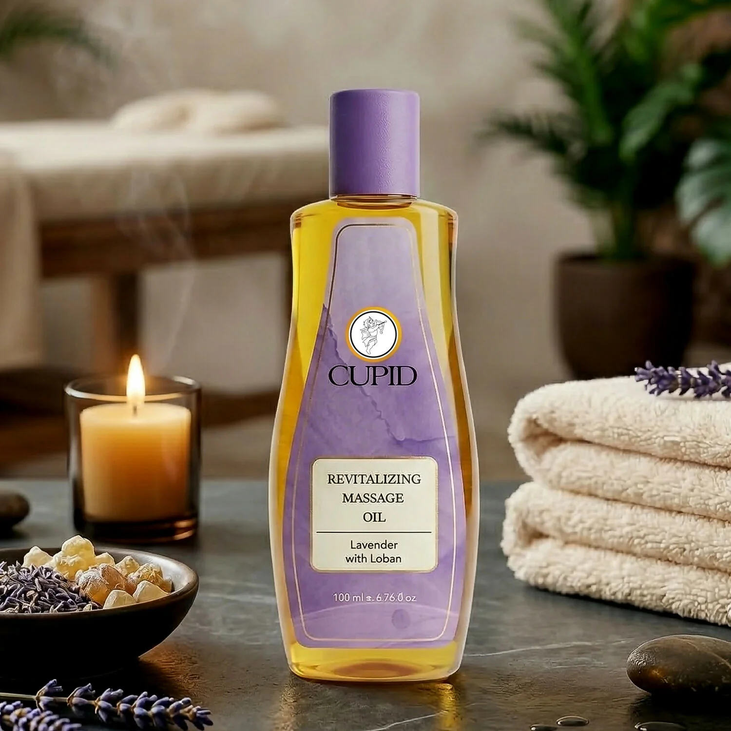 Cupid Revitalizing Massage Oil with Lavender & Loban Relaxing Body Care Oil (100 Ml) - Image 4