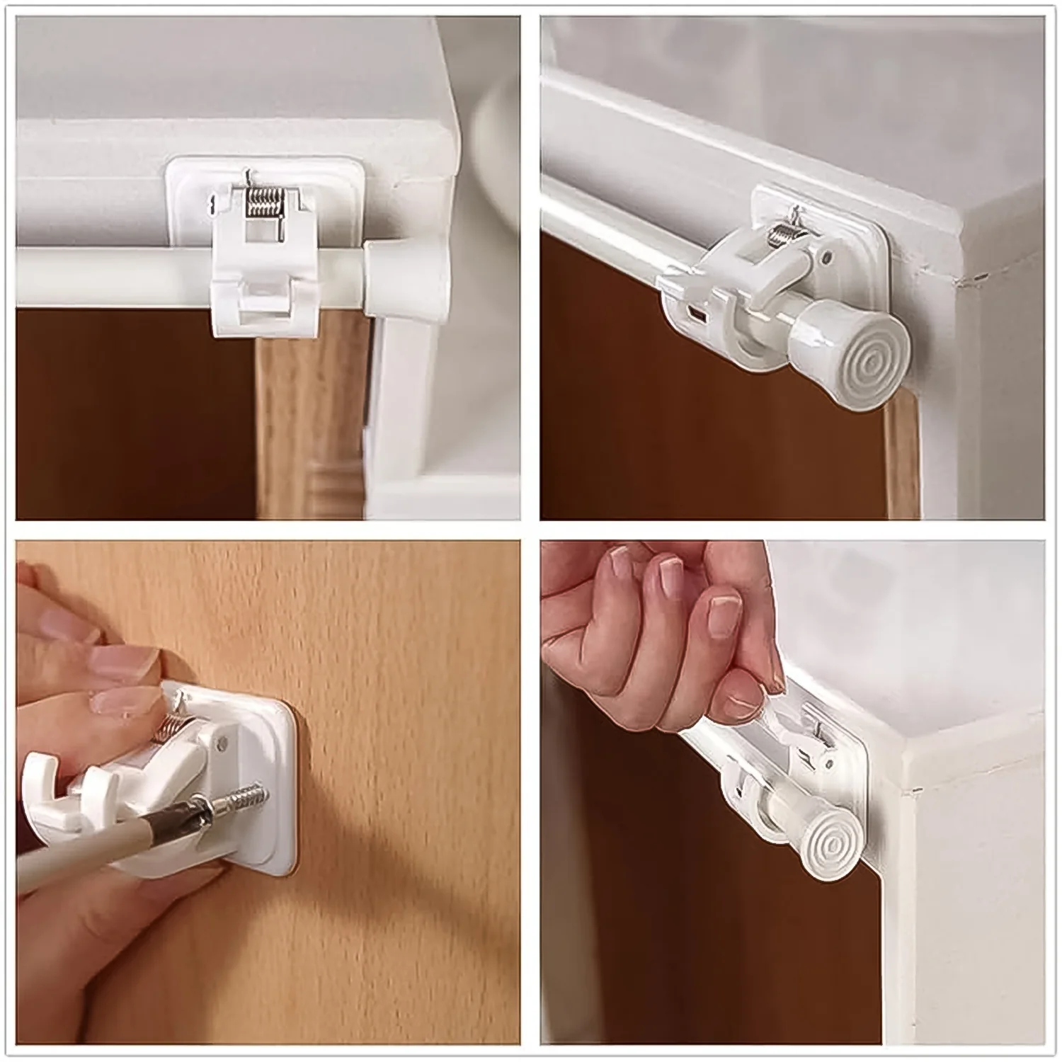 Curtain Rod Holder, Self Adhesive Hooks (2 Pcs Set) - Image 6
