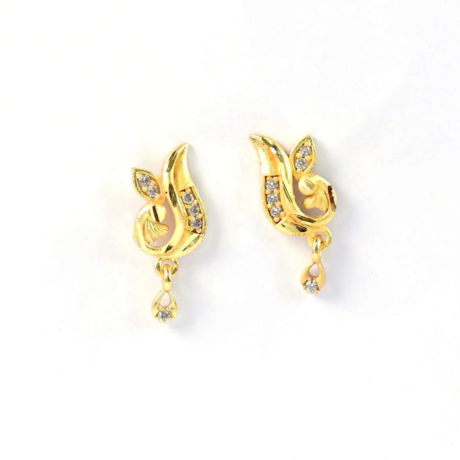 Curved Designer Drop Earrings with Crystal Highlights – Elegant Look - Image 5