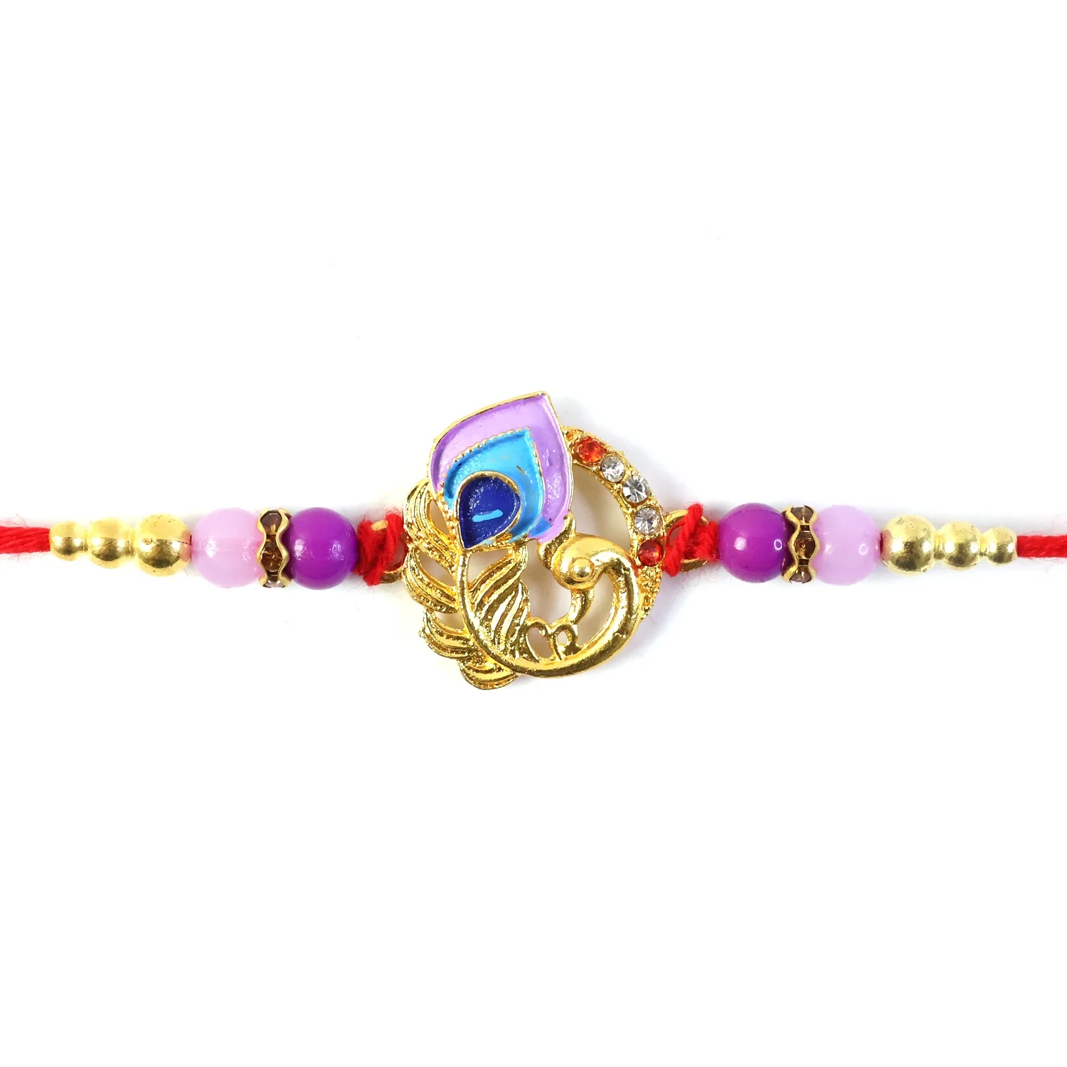 Curved Peacock Purple Blue Designer Rakhi - Image 5