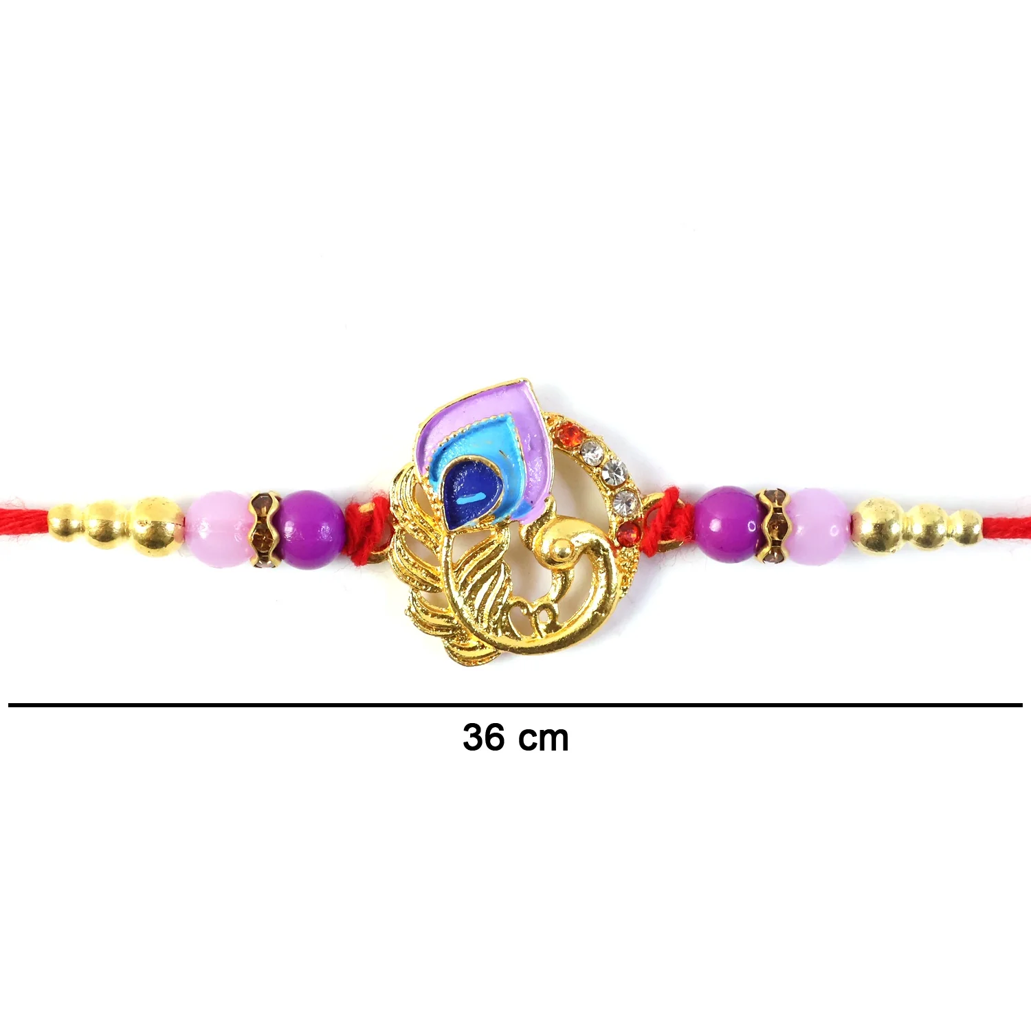 Curved Peacock Purple Blue Designer Rakhi - Image 6