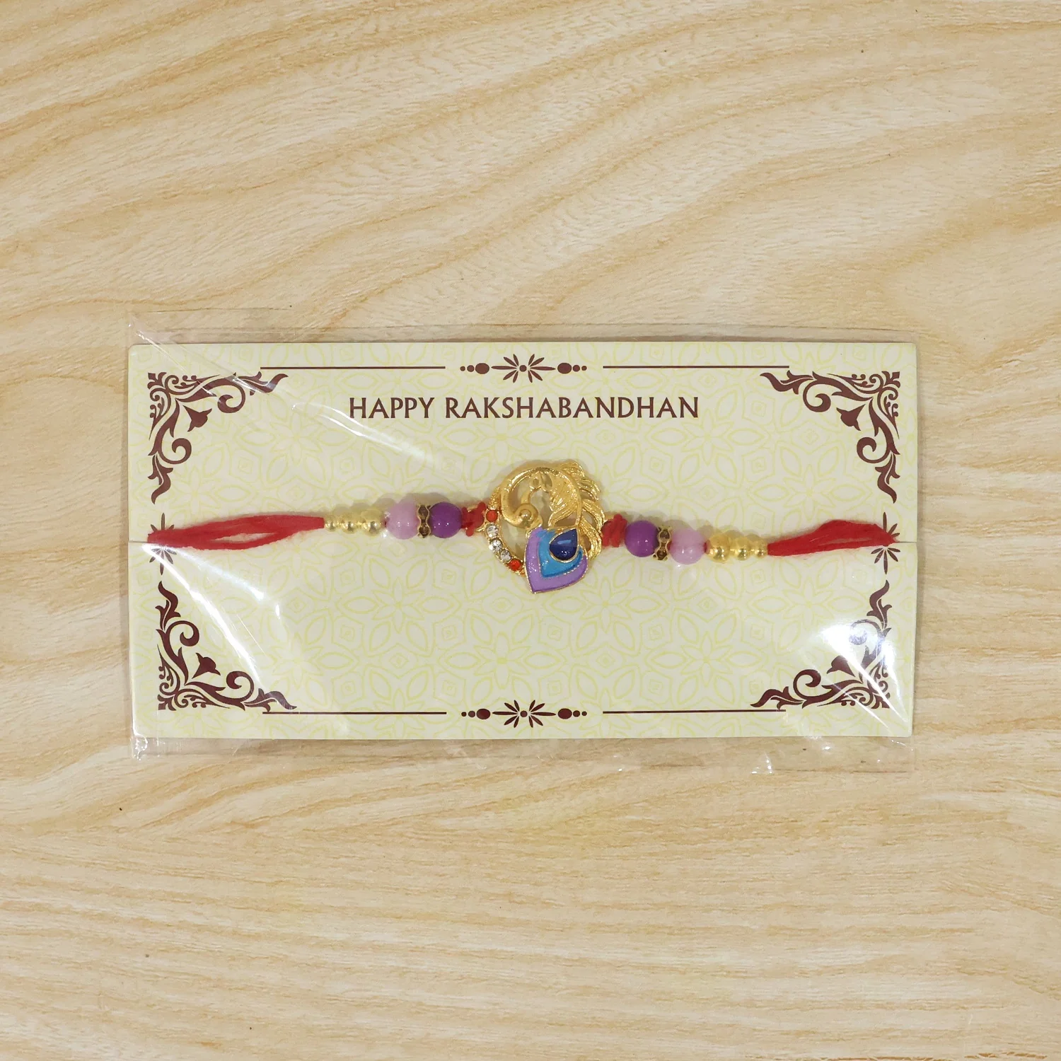 Curved Peacock Purple Blue Designer Rakhi - Image 7